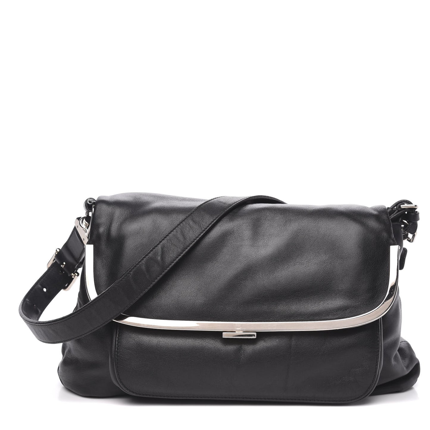 Calfskin Miss Sleek Shoulder Bag Black