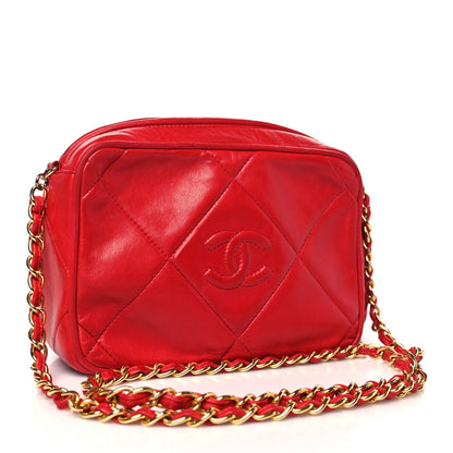 Chanel Lambskin Quilted Tassel Camera Case Red 3 of 12