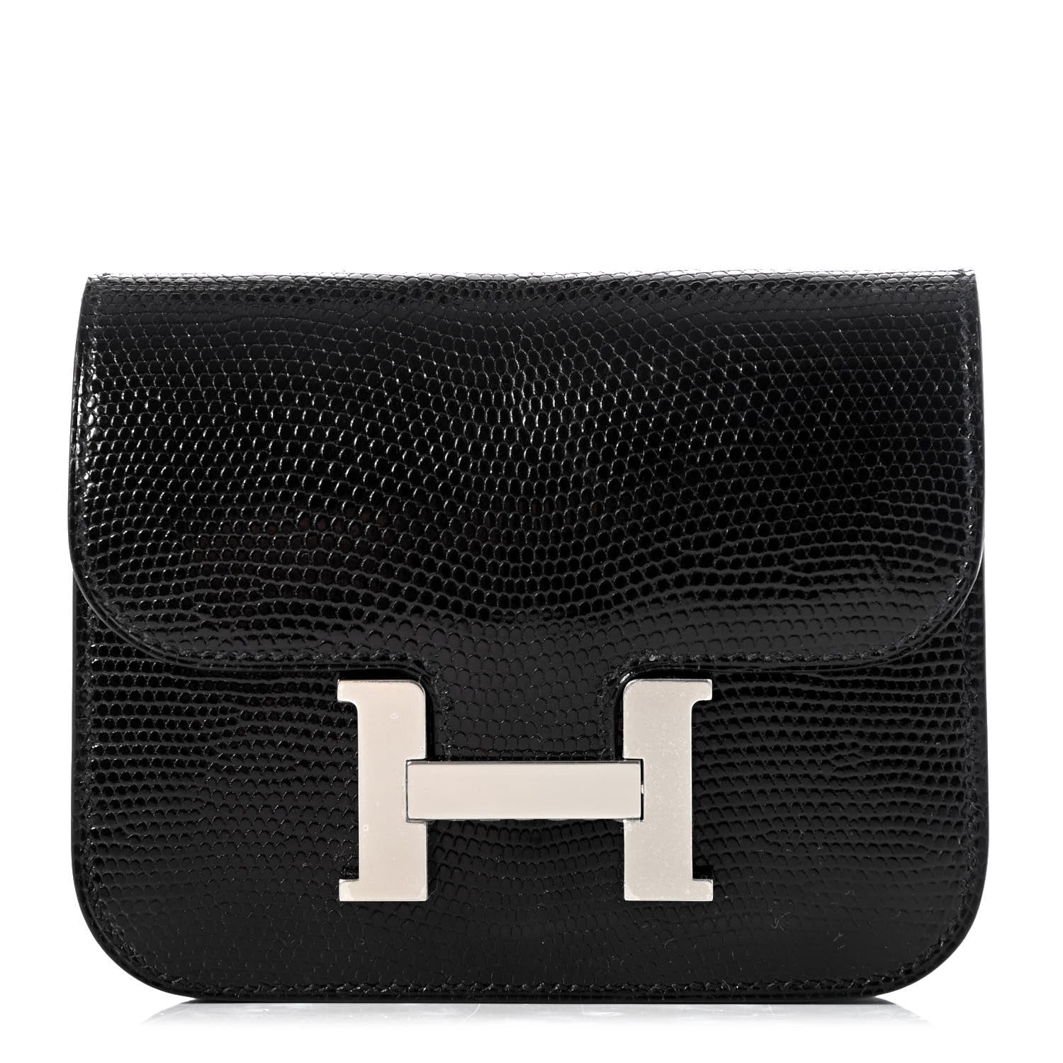 Hermes Lizard Constance Slim Wallet Black 1 of 9