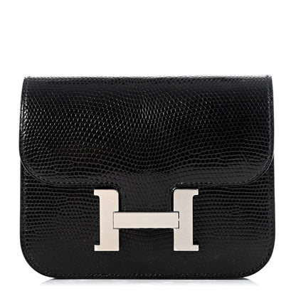 Hermes Lizard Constance Slim Wallet Black 1 of 9