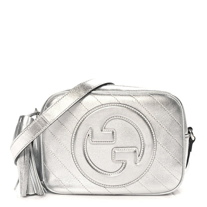 Gucci Metallic Sakai Be Green Calfskin Diagonal Stitched Small Blondie Shoulder Bag Silver 1 of 10