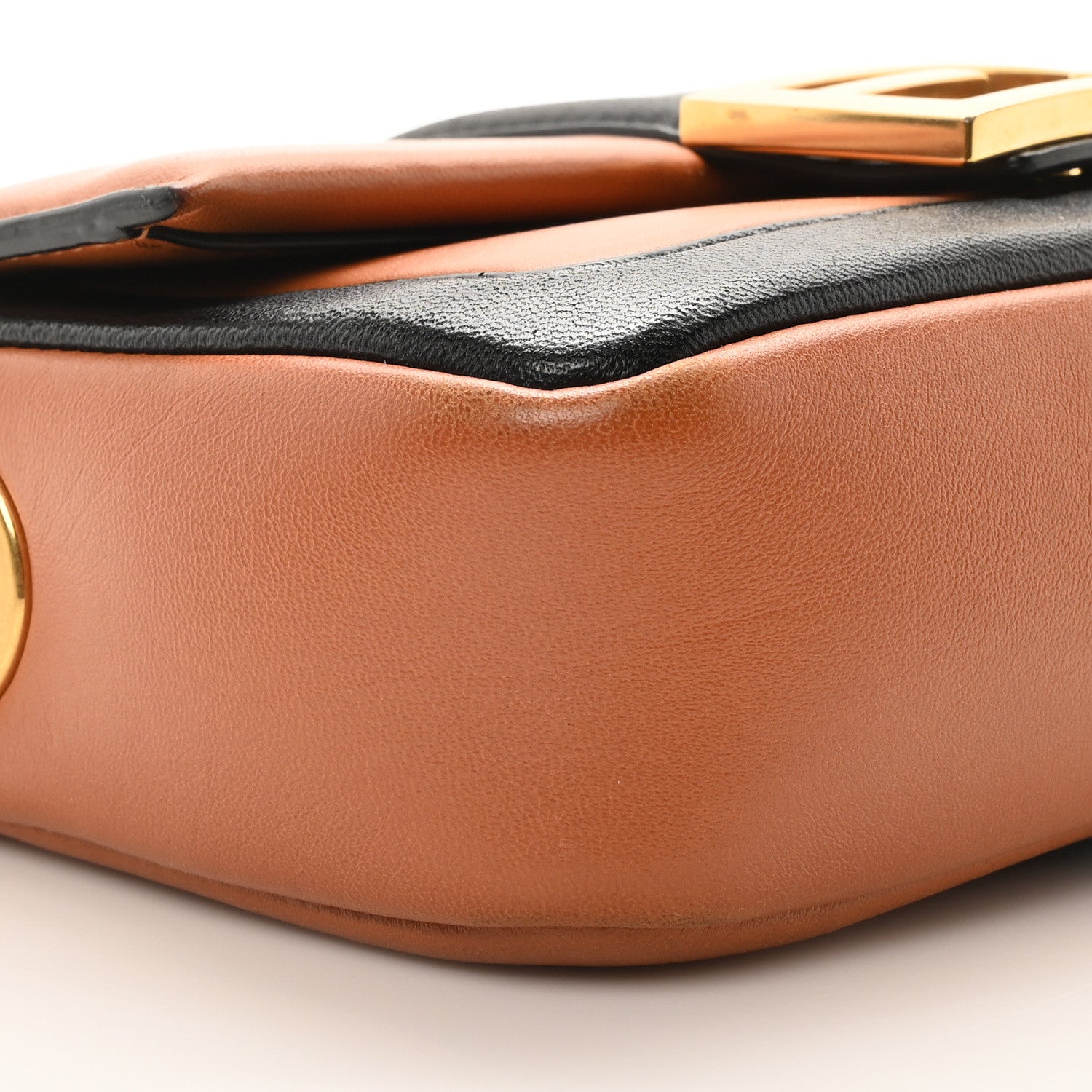 Fendi Nappa Apolo Bi-Color Mini Chain Baguette Brandy Black 9 of 10