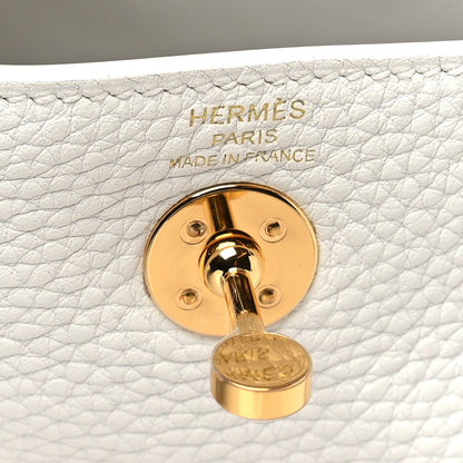 Hermes Taurillon Clemence Mini Lindy 20 New White 6 of 11