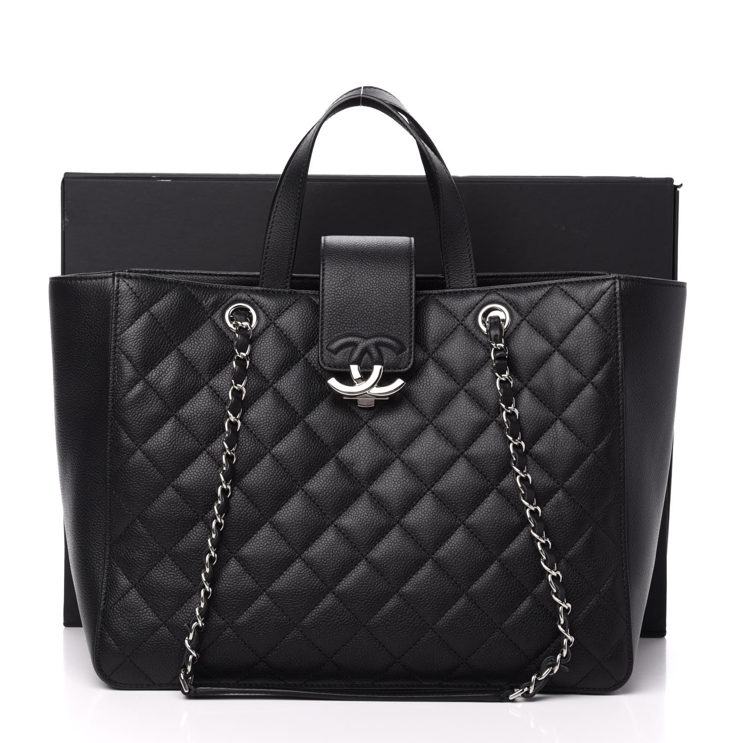 Chanel Caviar Quilted Large CC Box Shopping Tote Black 17 of 17