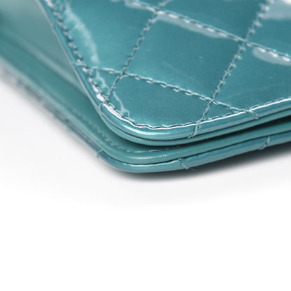Chanel Patent Quilted Clutch Flap Green 10 of 11