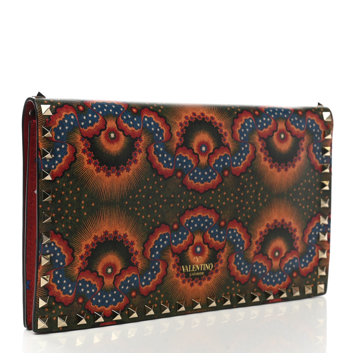Nappa Enchanted Wonderland Rockstud Wristlet Clutch Red