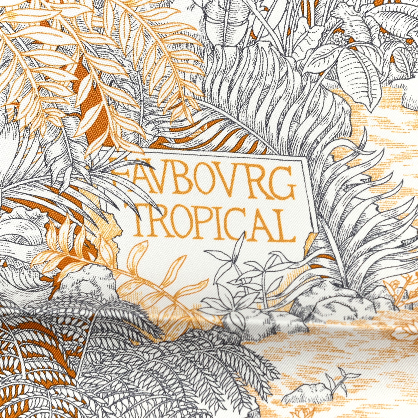 Silk Faubourg Tropical Scarf 90 Sepia White Caramel