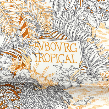 Hermes Silk Faubourg Tropical Scarf 90 Sepia White Caramel 5 of 6