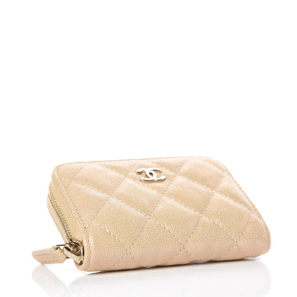 Chanel Iridescent Caviar Quilted Zip Card Holder Beige 4 of 9