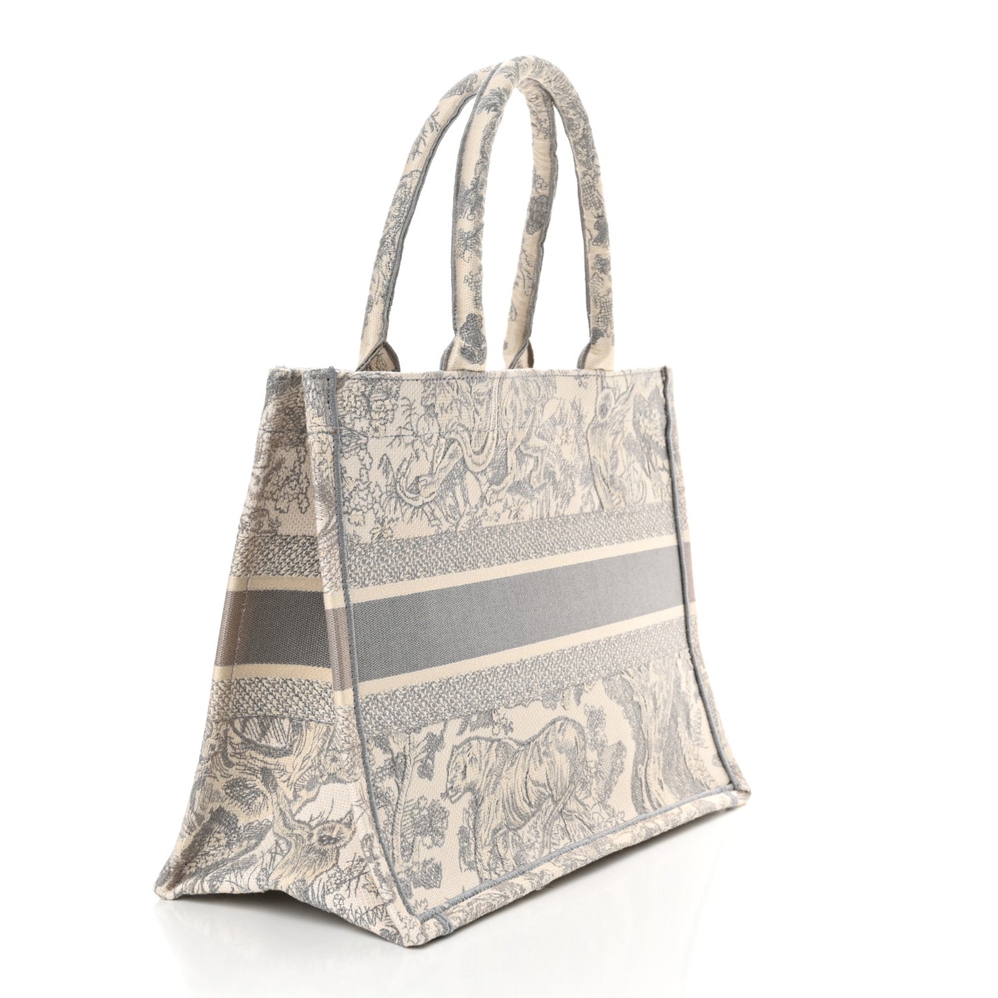 Canvas Embroidered Medium Dioriviera Toile De Jouy Book Tote Gray