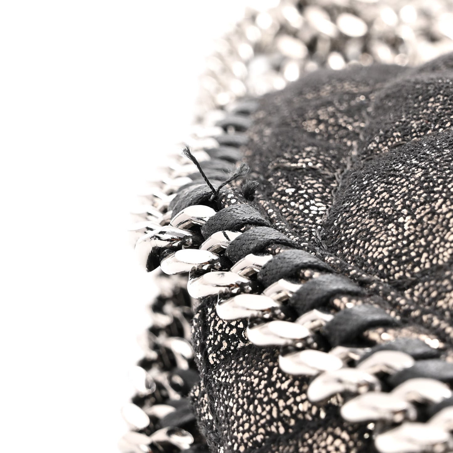 Metallic Shaggy Deer Quilted Small Falabella Tote Black