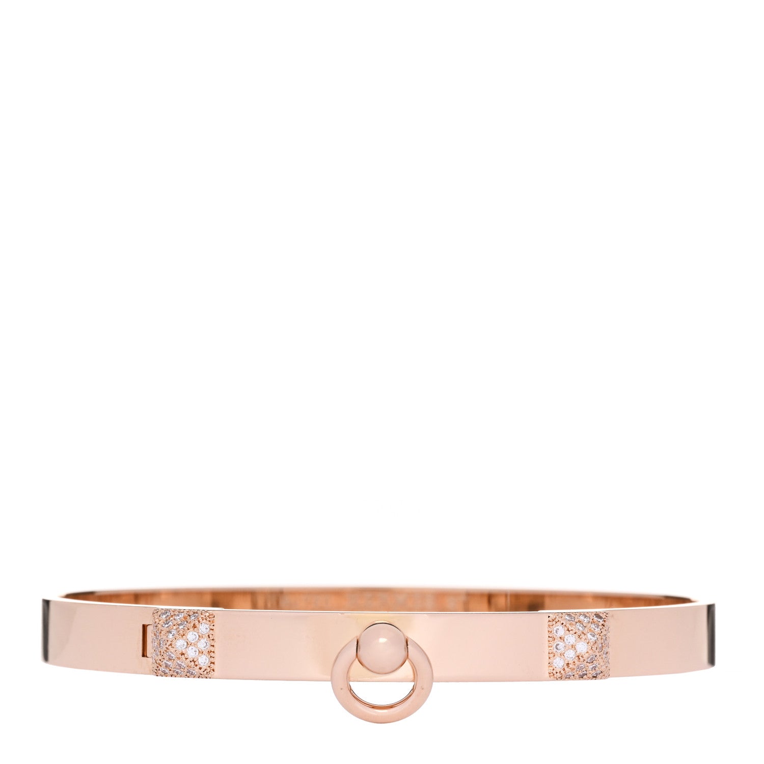 Hermes 18K Rose Gold Diamond PM Collier De Chien Bracelet ST 1 of 3