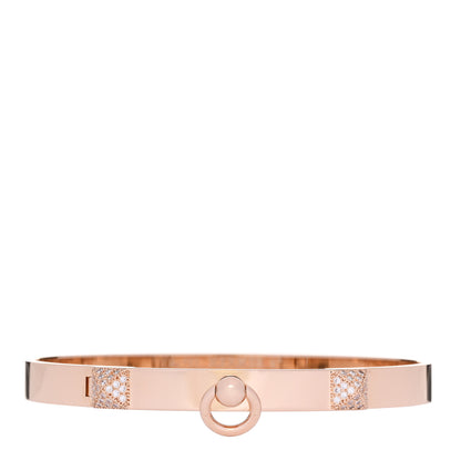 Hermes 18K Rose Gold Diamond PM Collier De Chien Bracelet ST 1 of 3