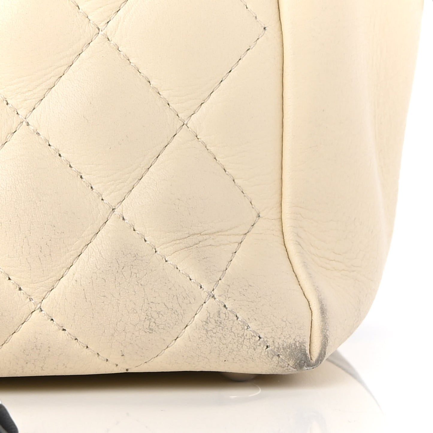 Calfskin Quilted Large Feather Weight Bowling Bag Black Ivory