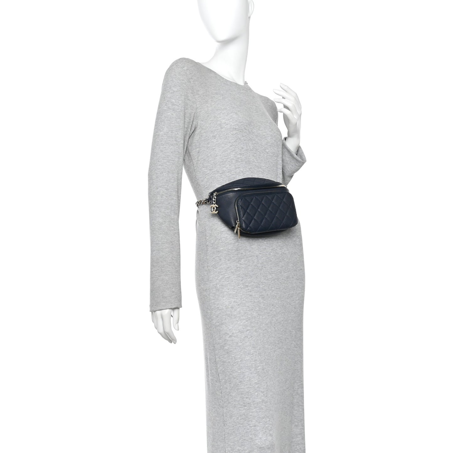 Caviar Quilted Business Affinity Waist Belt Bag Navy