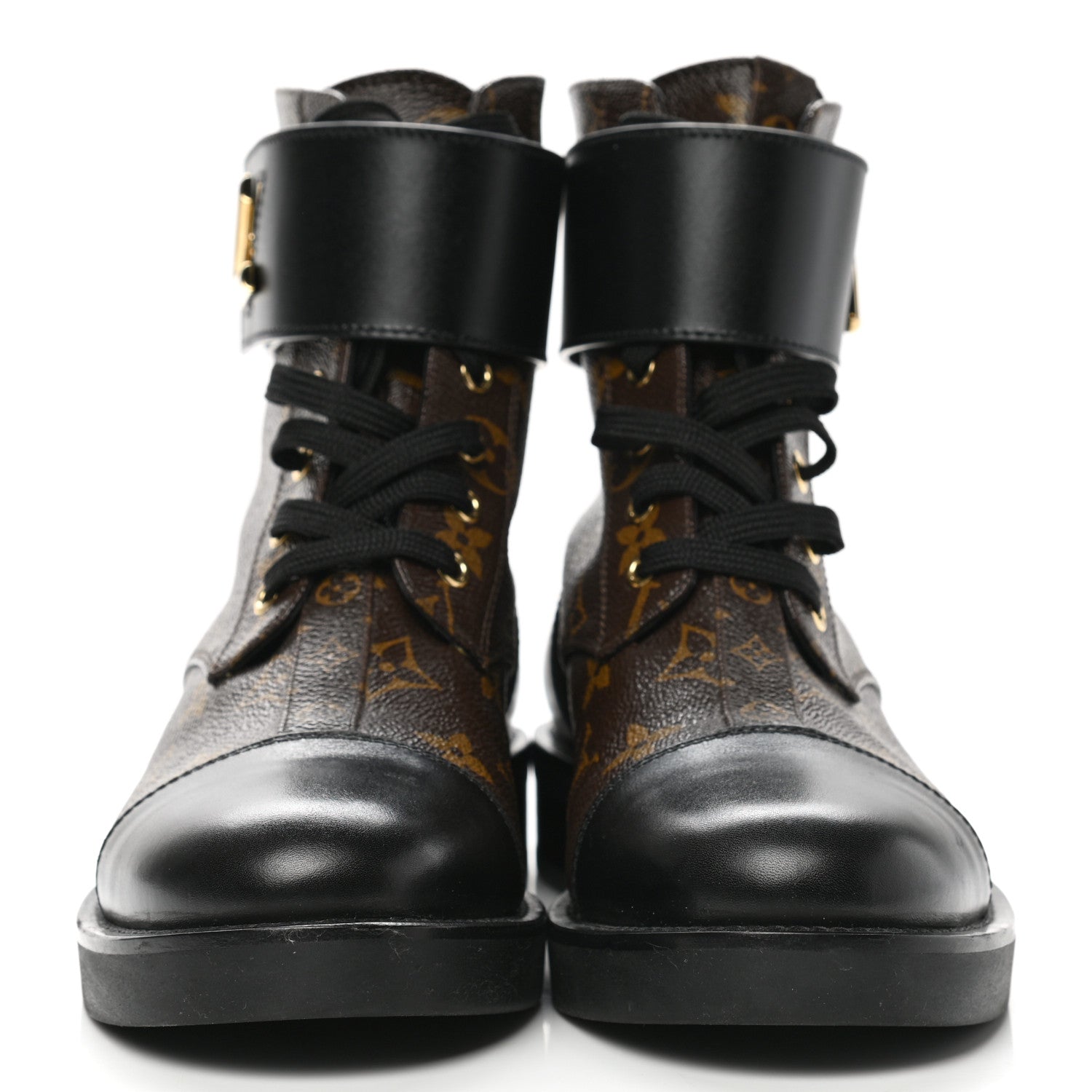 Louis Vuitton Calfskin Monogram Wonderland Flat Ranger Boots 37.5 Black 2 of 8
