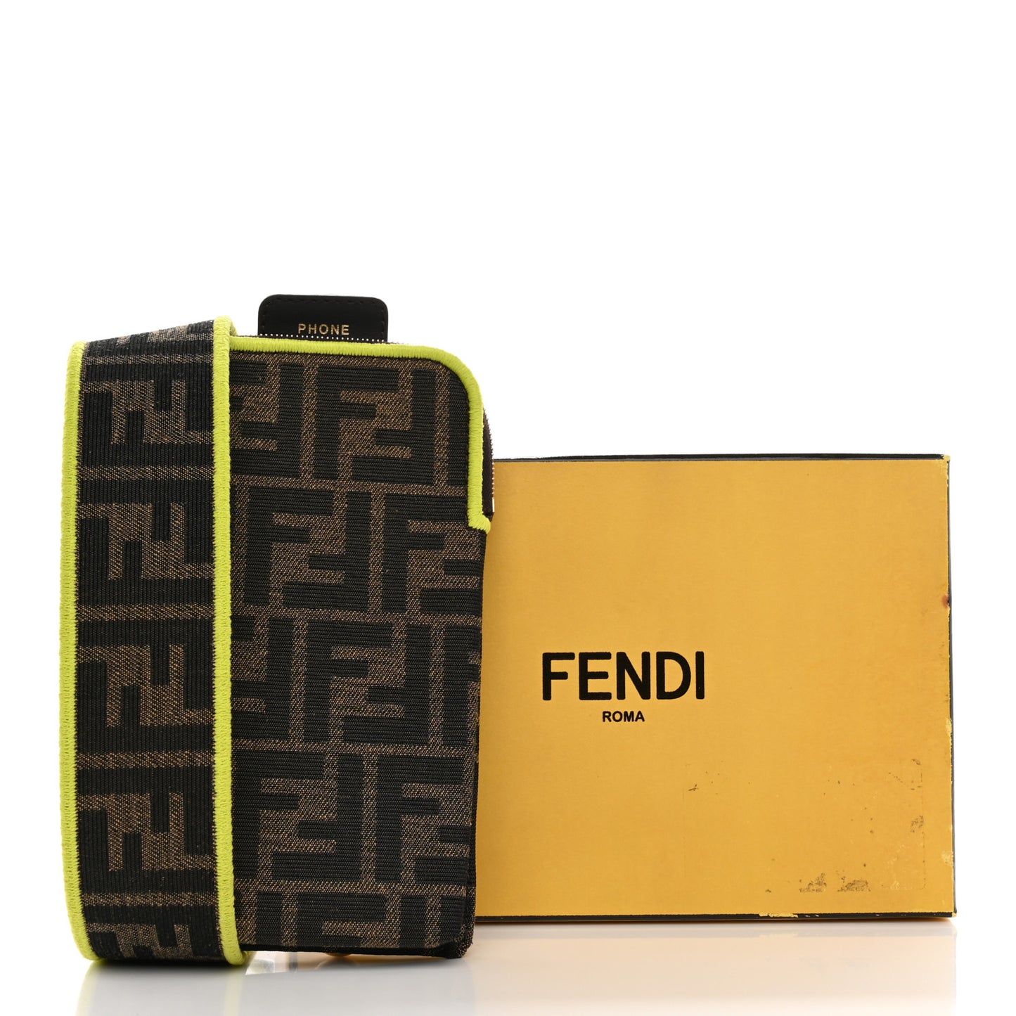 Fabric Jacquard FF 1974 Cell Pocket Strap You Tobacco Moro Giallo Fluo