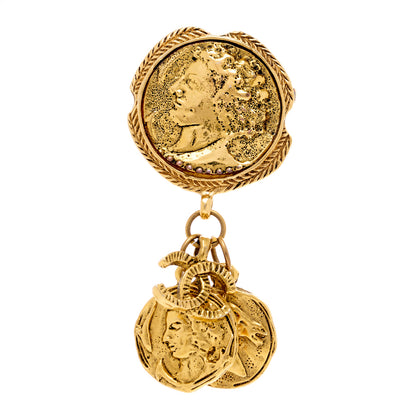 Chanel Metal CC Drop Medallion Brooch Gold 1 of 4