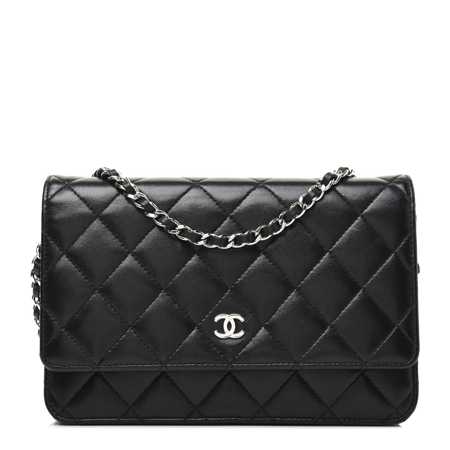 Chanel Lambskin Quilted Wallet On Chain WOC Black 1 of 17