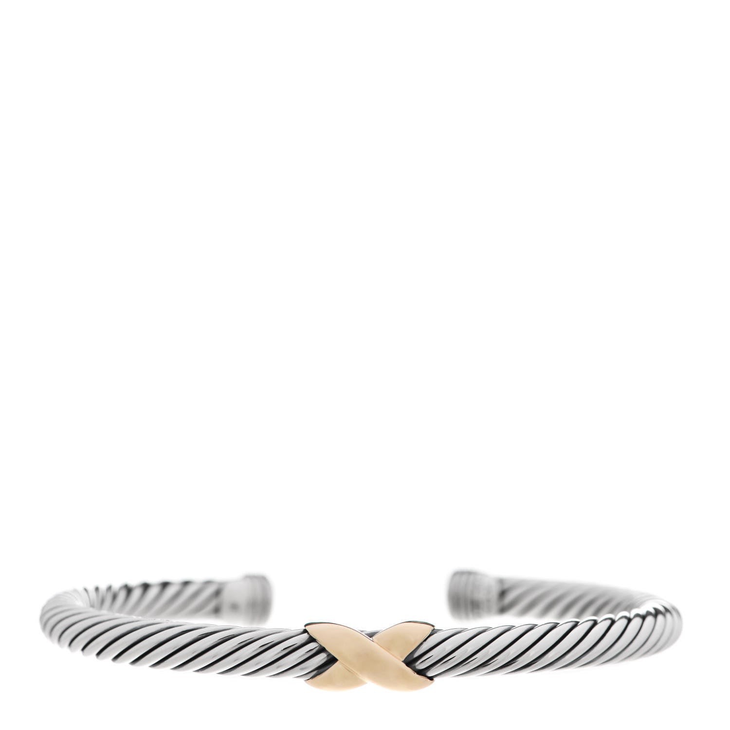 David Yurman Sterling Silver 14K Yellow Gold 5mm X Station Cable Bracelet 1 of 5