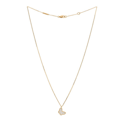Van Cleef & Arpels 18K Yellow Gold Mother of Pearl Sweet Alhambra Butterfly Pendant Necklace 2 of 3