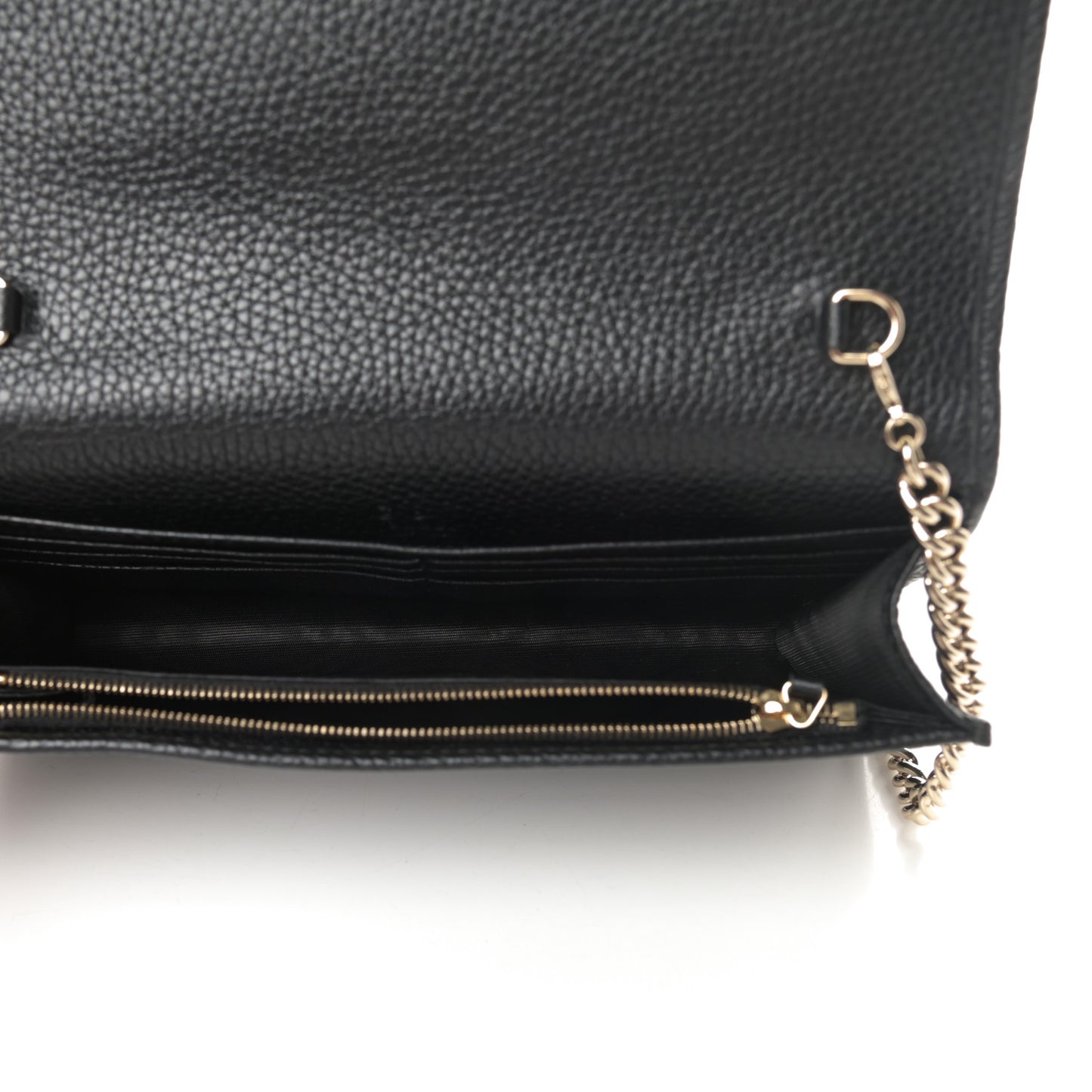 Pebbled Calfskin Soho Wallet on Chain Black