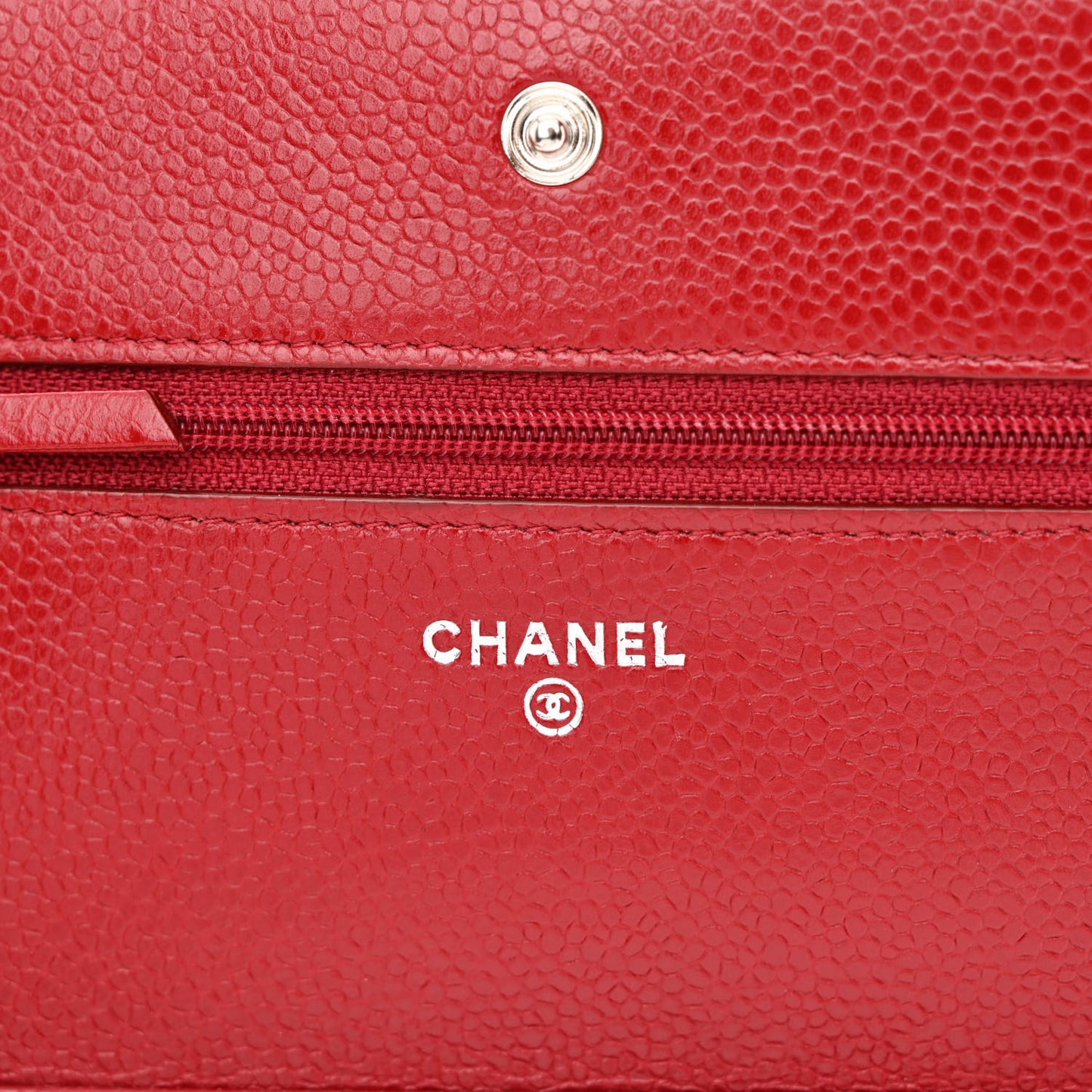 Caviar Quilted Wallet on Chain WOC Red