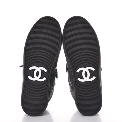 Chanel Toile Suede Calfskin CC High Top Sneakers 37.5 Dark Grey 5 of 10