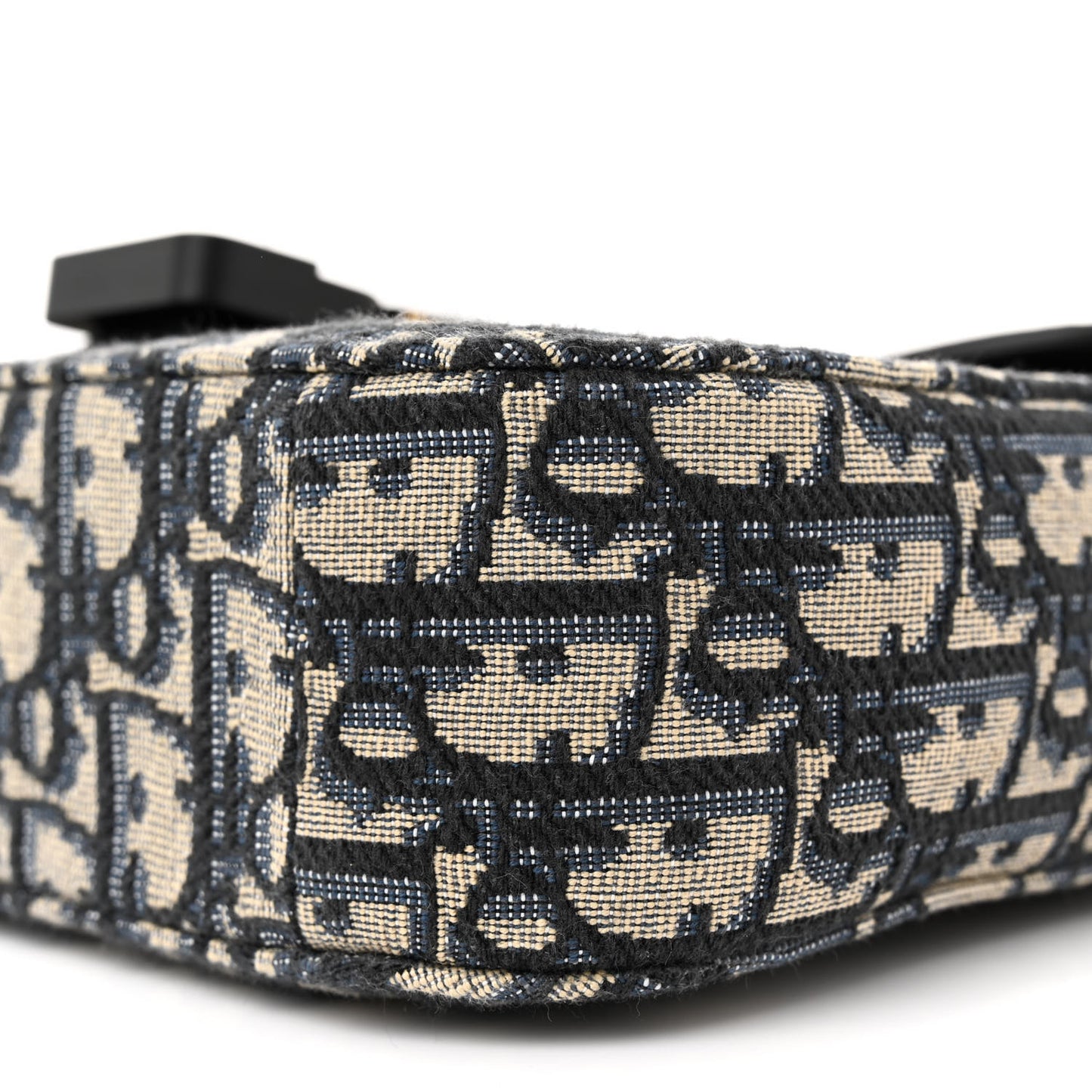 Oblique Jacquard Grained Calfskin Small Saddle Messenger Bag Beige Black