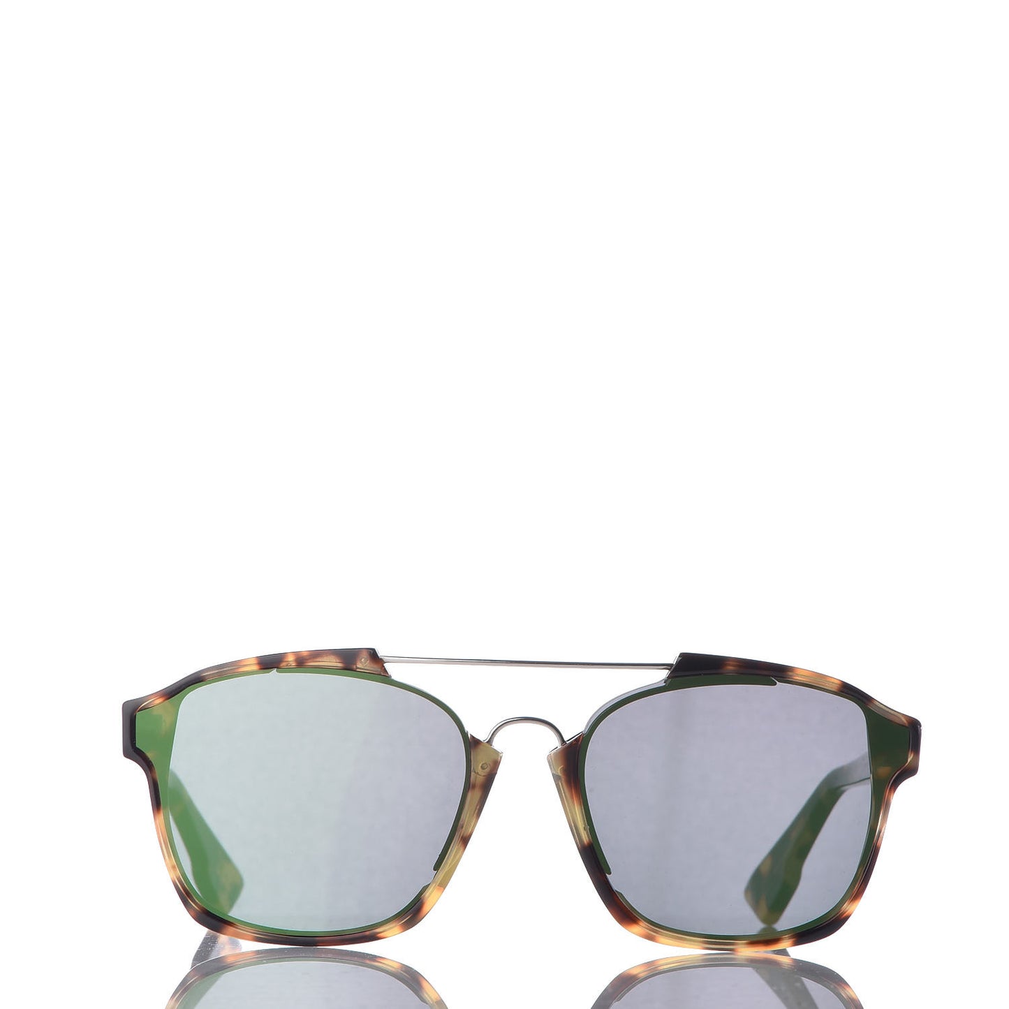 Abstract Square Mirrored Sunglasses Spotted Havana Green