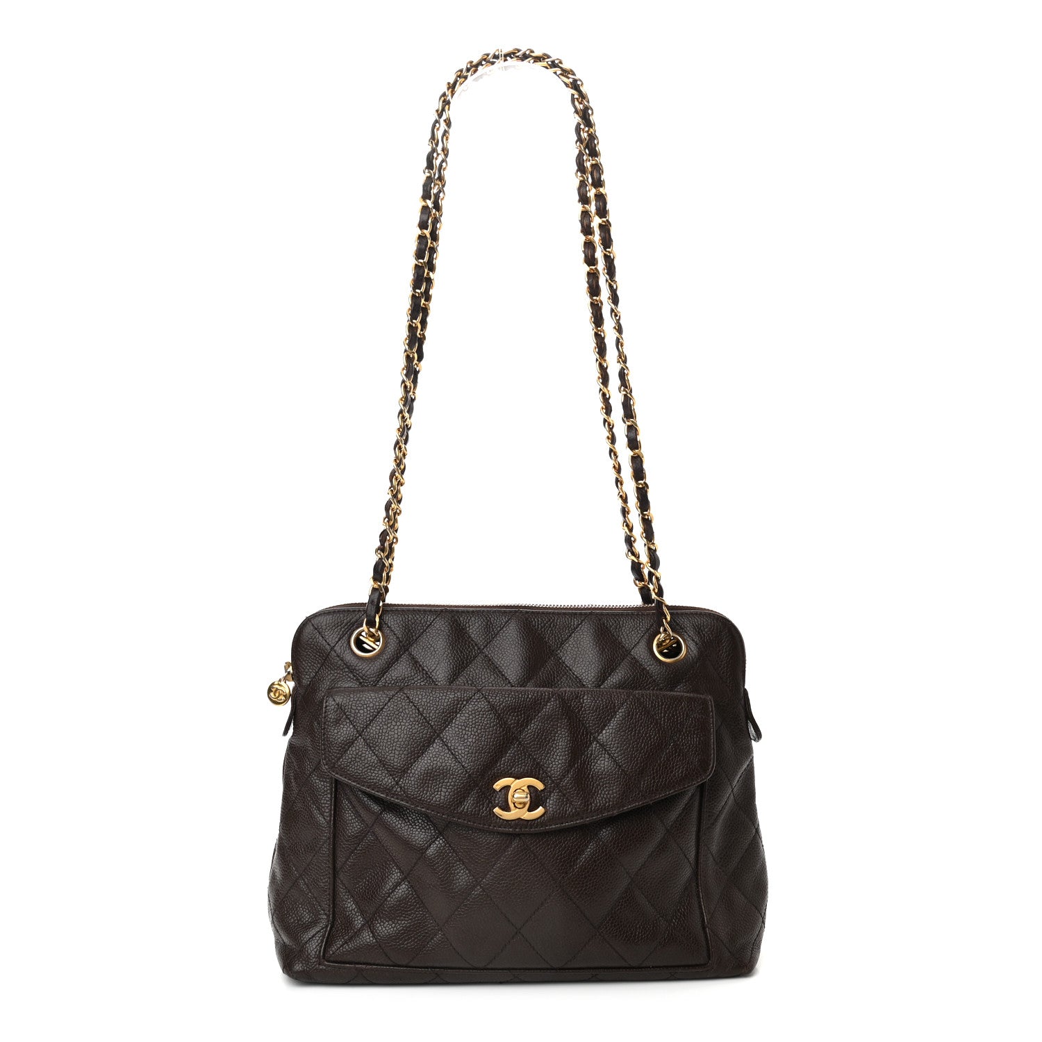 Chanel Caviar Quilted Flap Shoulder Bag Dark Brown 1 of 11