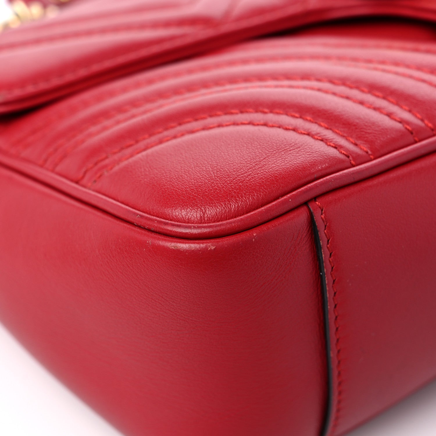 Gucci Calfskin Matelasse Small GG Marmont Shoulder Bag Hibiscus Red 9 of 20