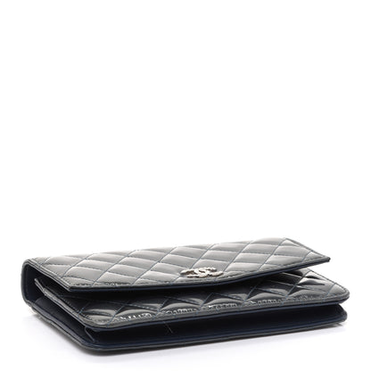 Chanel Patent Quilted Brilliant Wallet On Chain WOC Dark Blue 3 of 14