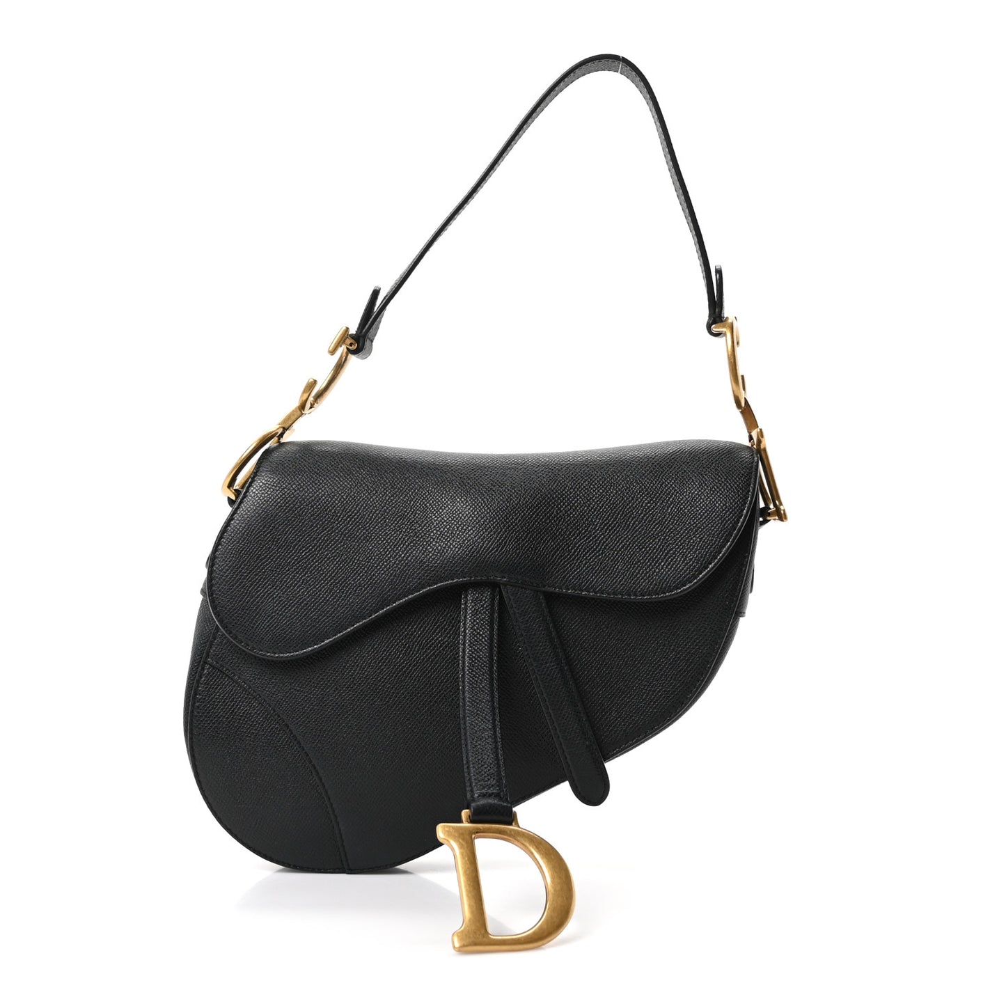 Grained Calfskin Saddle Bag Black