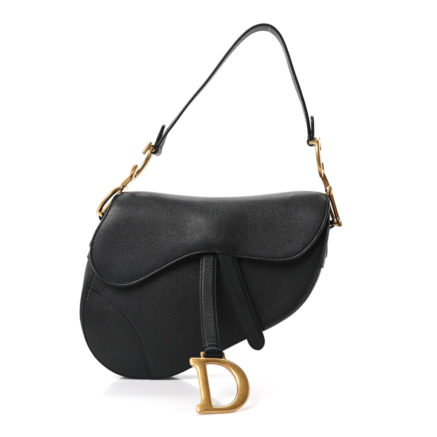 Christian Dior Grained Calfskin Saddle Bag Black 1 of 10