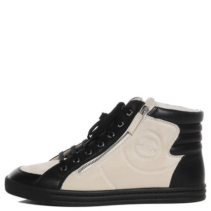 Chanel Calfskin Suede Zipped Sneakers Beige Clair Black 41 1 of 8