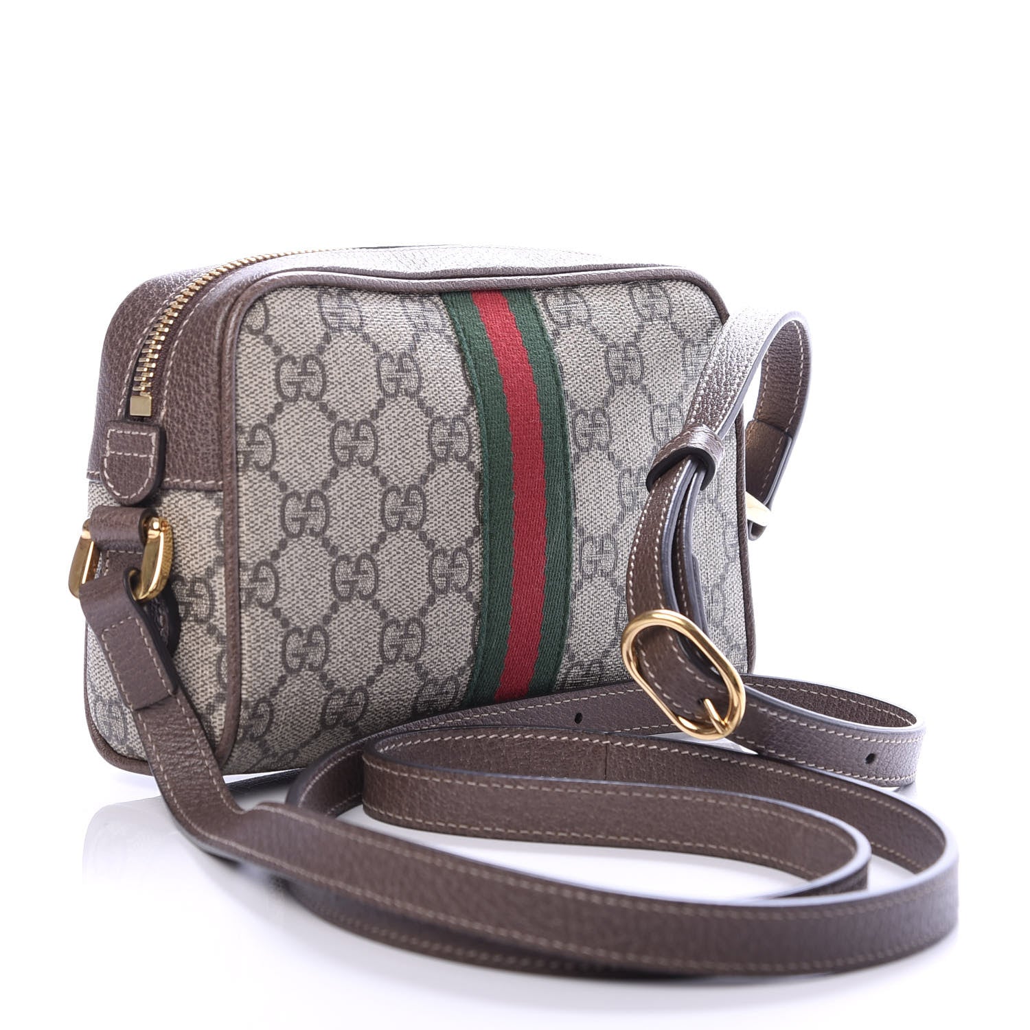 Gucci GG Supreme Monogram Web Mini Ophidia Shoulder Bag Brown 2 of 9