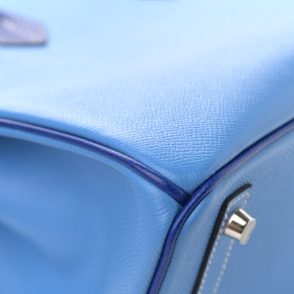 Hermes Epsom Horseshoe Bi Color Birkin 30 Bleu Paradis Bleu Electrique 10 of 13