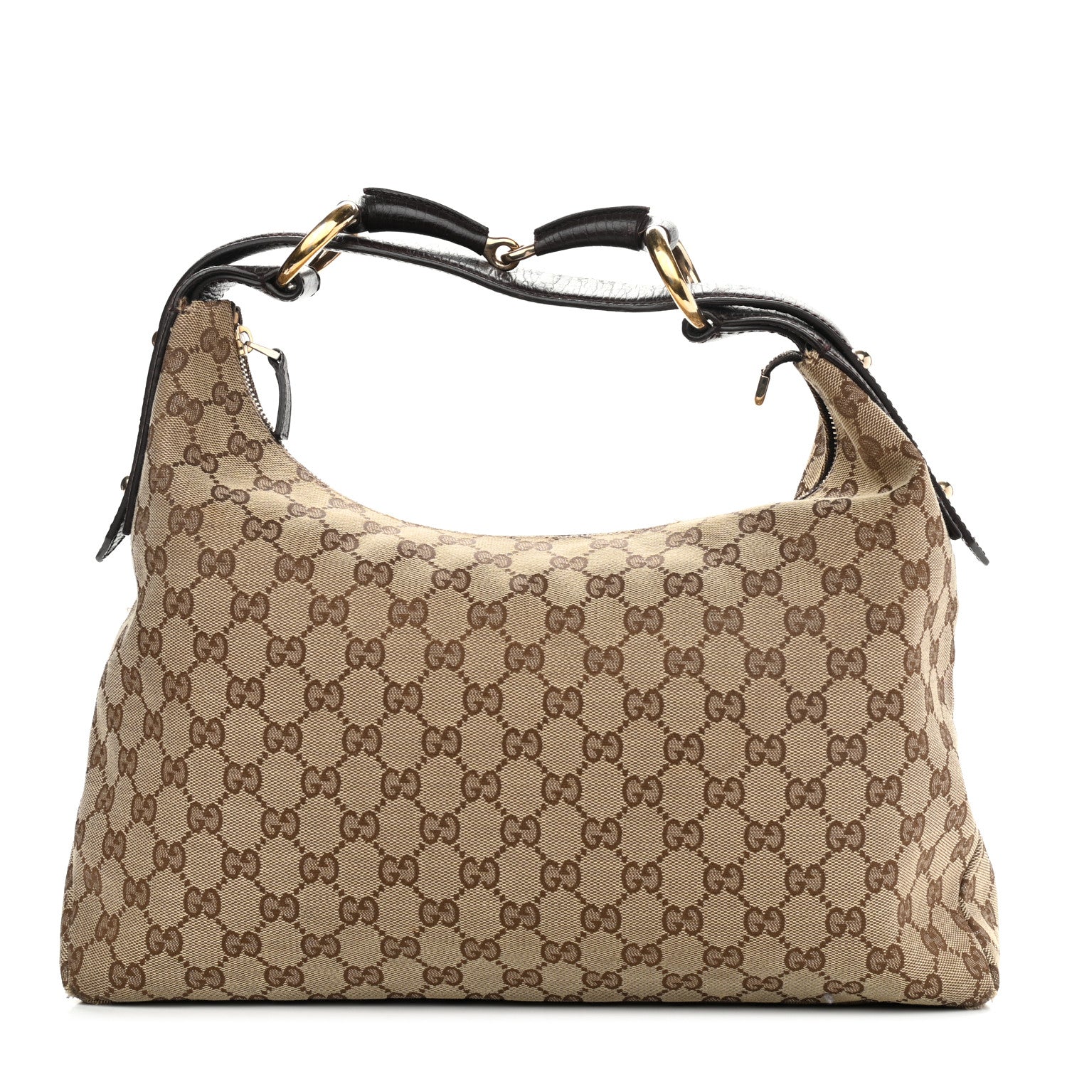 Gucci Monogram Medium Horsebit Chain Hobo Dark Brown 1 of 18
