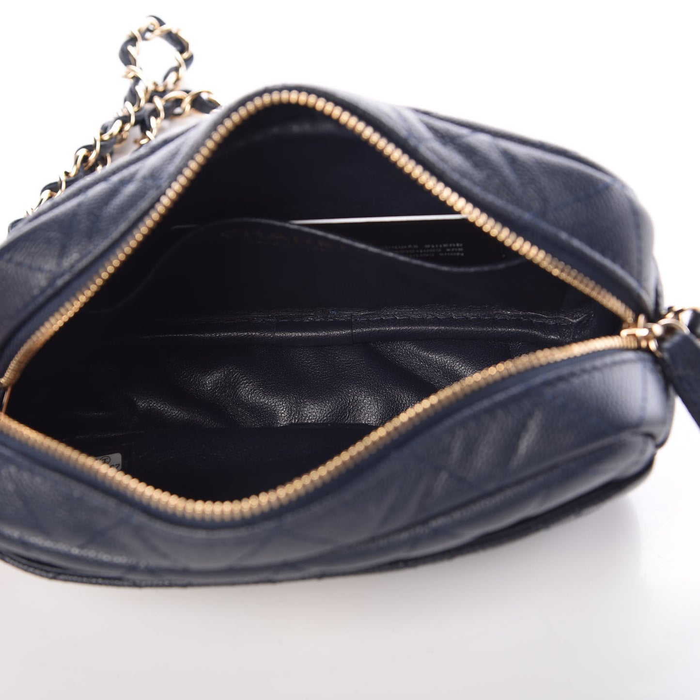 Caviar Quilted Camera Case Navy
