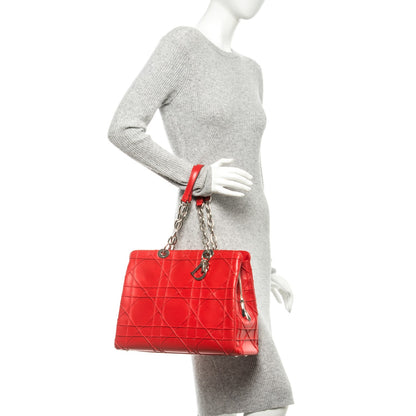 Christian Dior Lambskin Cannage Large Dior Soft Tote Red 2 of 9