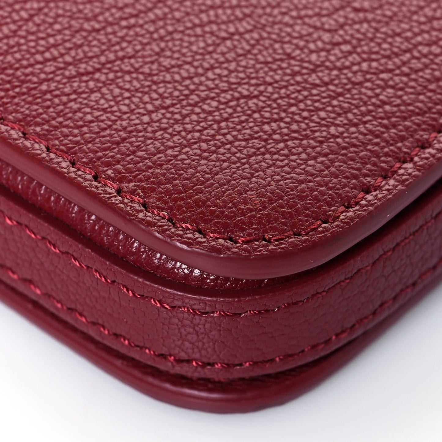 Grainy Goatskin Triple Zip Crossbody Bag Crimson