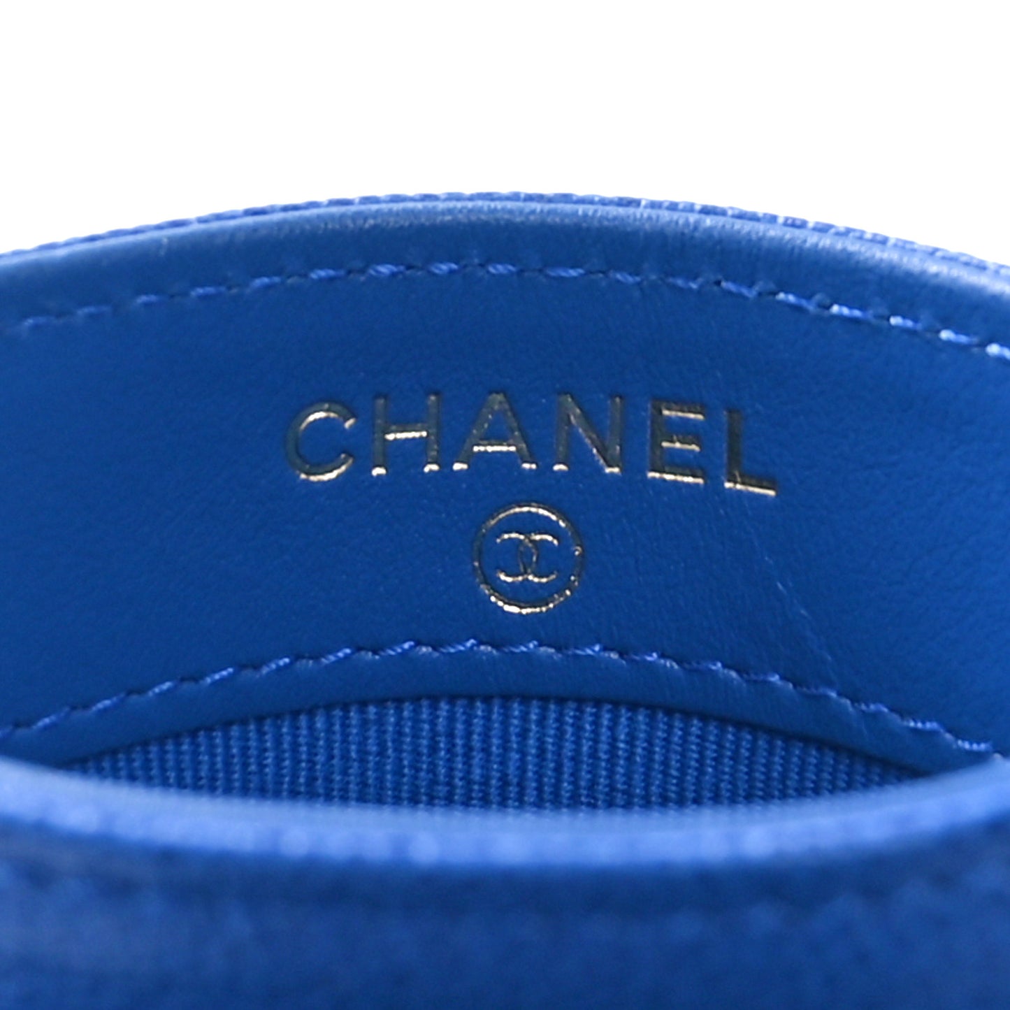 Caviar Quilted Studded CC Card Holder Blue