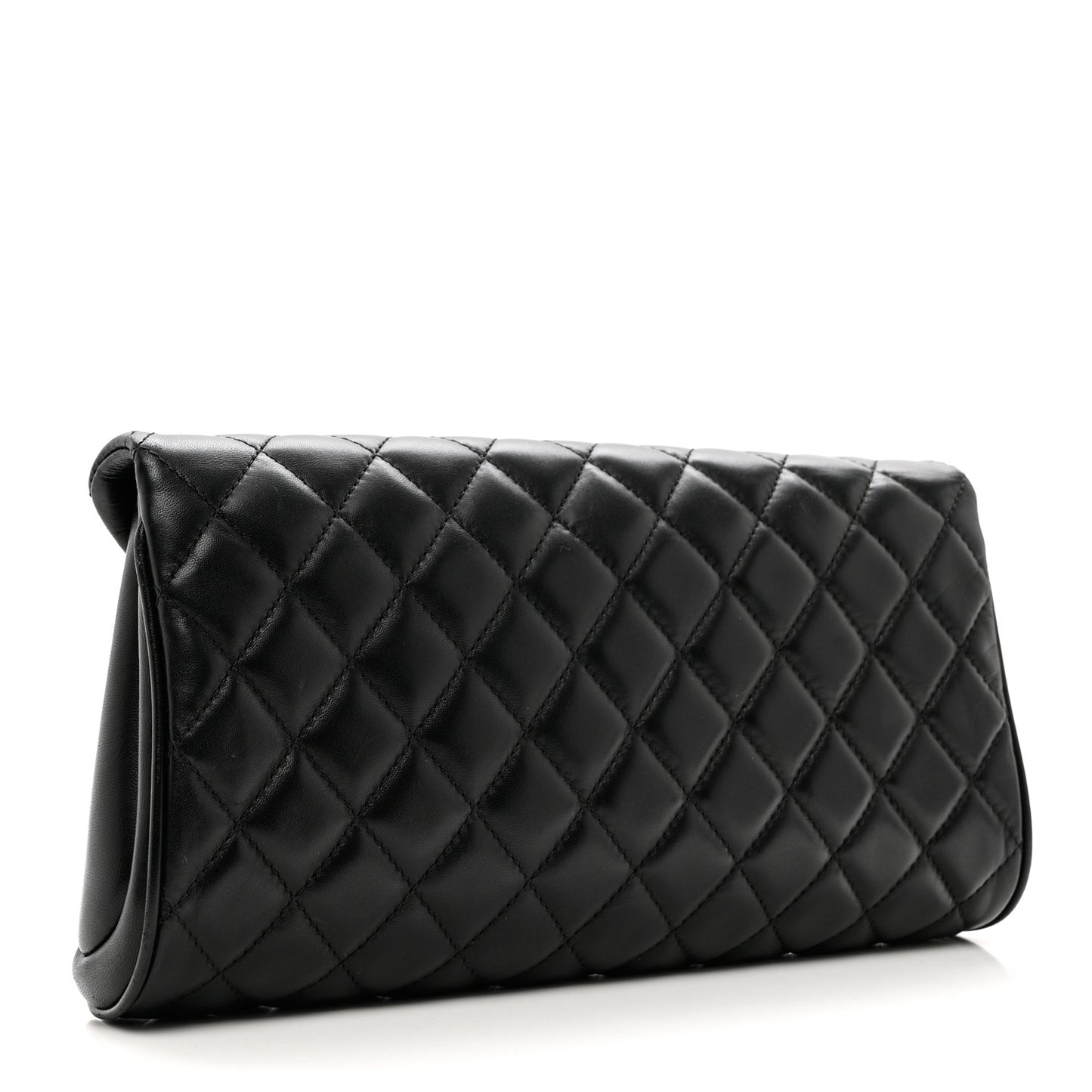 Lambskin Quilted Fold Up Again Clutch Black
