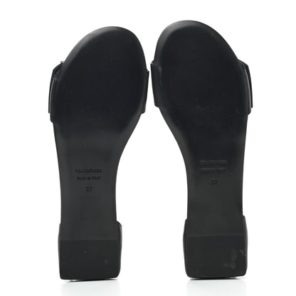 Balenciaga Shiny Calfskin Belt Flat Sandals 37 Black 5 of 8