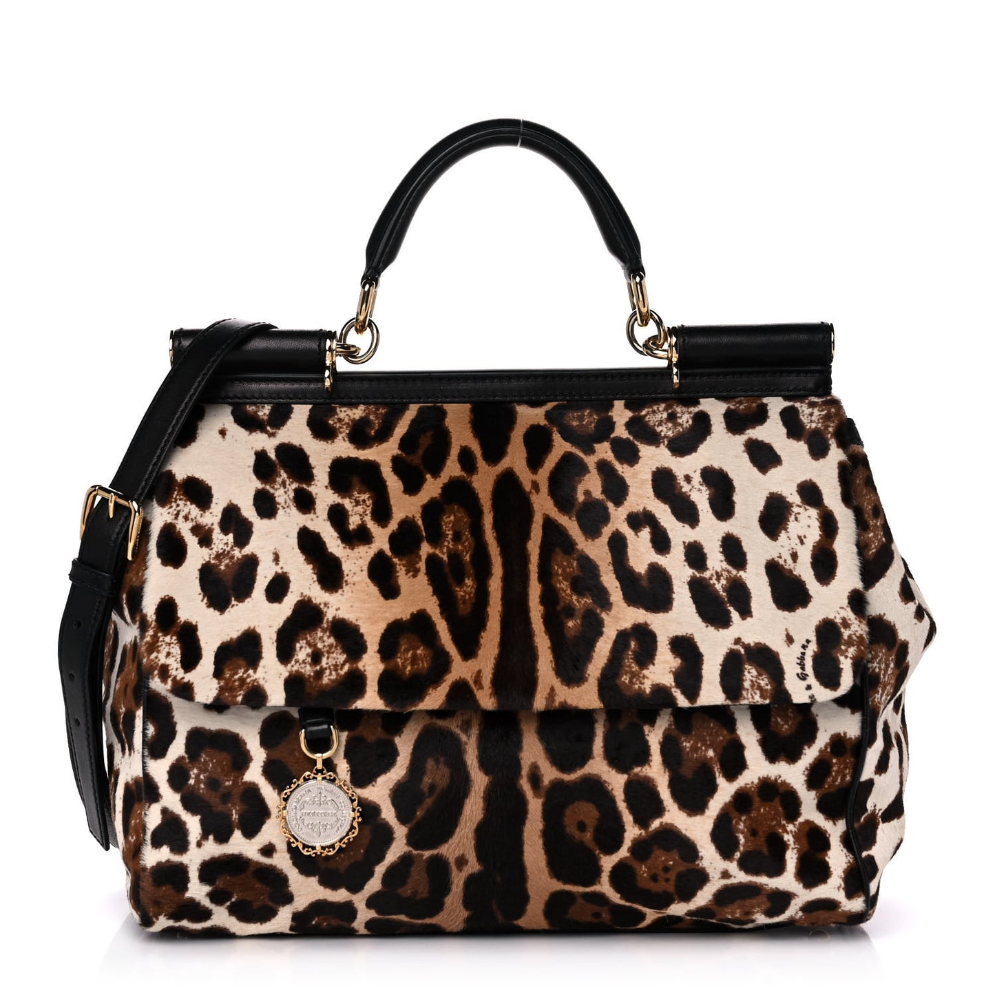 Calf Hair Leopard Print Large Miss Sicily Satchel Naturale