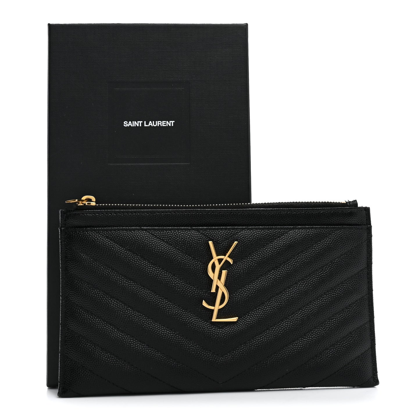 Grain De Poudre Chevron Monogram Bill Pouch Black