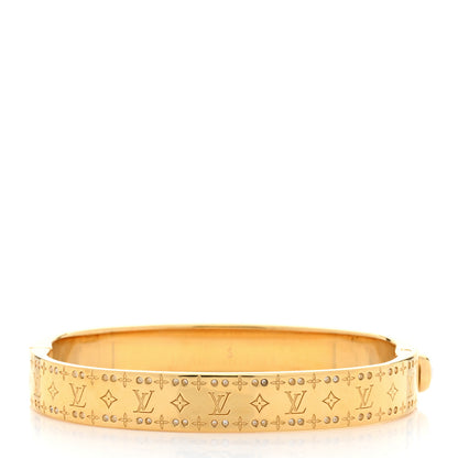 Louis Vuitton Brass Crystal Monogram Nanogram Strass Cuff S Gold 3 of 6