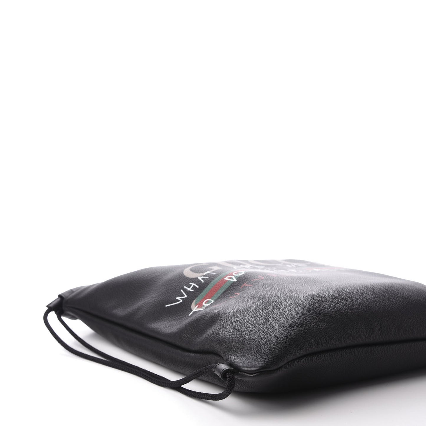 Calfskin Coco Capitan Logo Drawstring Backpack Black