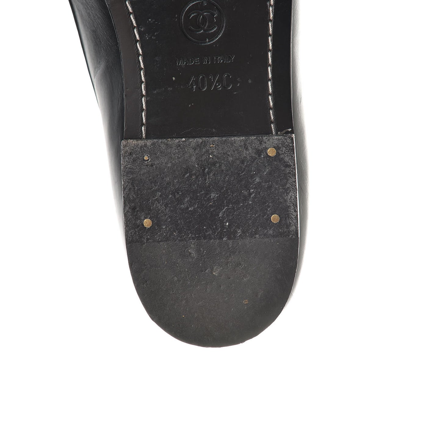 Calfskin Pearl CC Mocassin Loafers 40.5 Black
